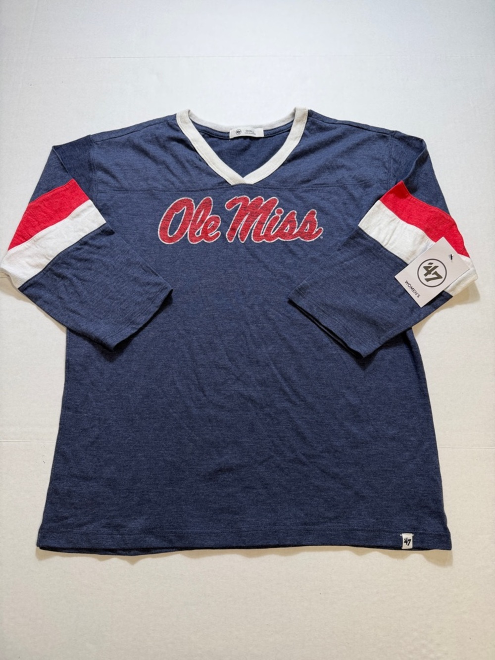 47 Brand Ole Miss Rebels V Neck Jersey Tee Shirt